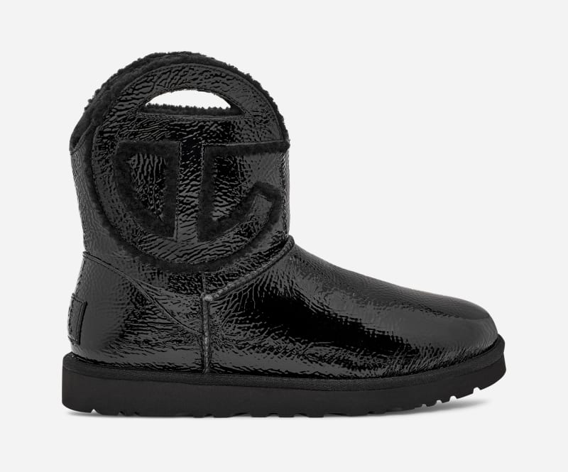 UGG® x TELFAR Logo Mini Crinkle in Black, Size 3, Leather