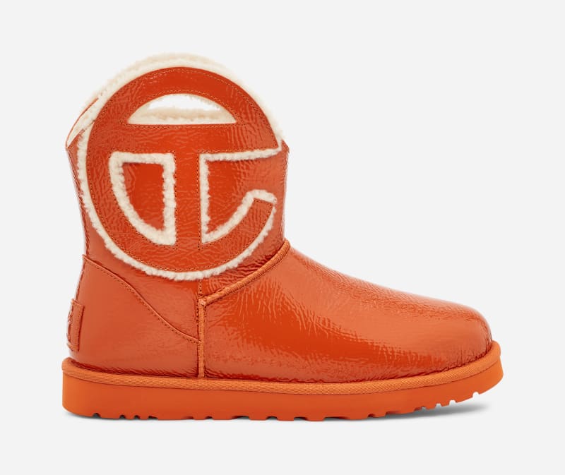 UGG® x TELFAR Logo Mini Crinkle in Spicy Pumpkin, Size 4, Leather