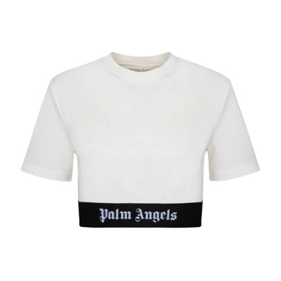 Wit Logo Band T-Shirt Palm Angels , White , Dames