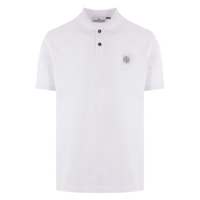 Wit Logo Polo T-Shirt Stone Island , White , Heren