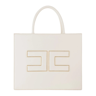 Wit Synthetisch Leren Shopper Tas Elisabetta Franchi , White , Dames