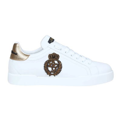 Wit/Goud Portofino Sneakers Dolce & Gabbana , White , Heren