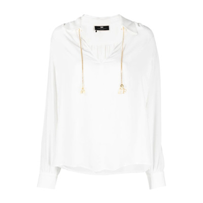 Witte Kettingblouse Crepe Textuur Elisabetta Franchi , White , Dames