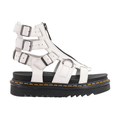 Witte Leren Platte Sandalen voor Dames Dr. Martens , White , Dames