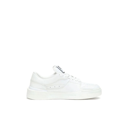 Witte Leren Sneakers met Logodetails Dolce & Gabbana , White , Heren