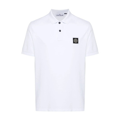 Witte Polo Shirt met Kompas Logo Stone Island , White , Heren