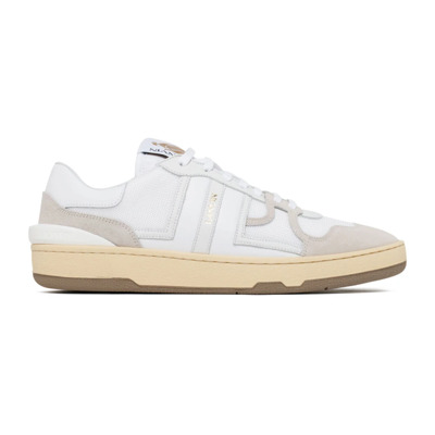 Witte en Beige Kalfsleren Clay Sneakers Lanvin , White , Heren