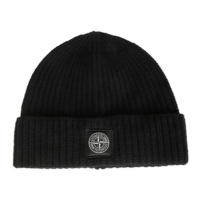 Wollen Beanie Muts Stone Island , Black , Heren