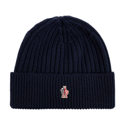 Wollen muts met logo Moncler , Blue , Heren