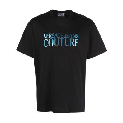 Zwart T-shirt met Couture Branding Versace Jeans Couture , Black , Heren