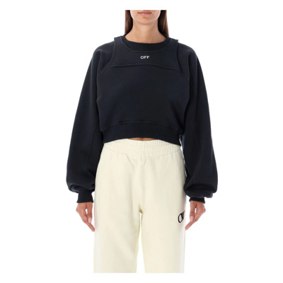 Zwart/Wit Gebreide Trui Crewneck Aw23 Off White , Black , Dames