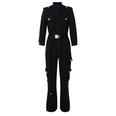 Zwarte Cargo Jumpsuit met Utility Zakken Elisabetta Franchi , Black , Dames