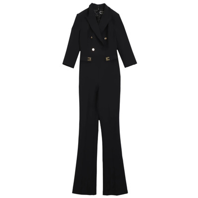 Zwarte Double-Breasted Flared Jumpsuit Elisabetta Franchi , Black , Dames