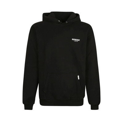 Zwarte Hoodie Katoen Logo Print Represent , Black , Heren