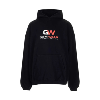 Zwarte Katoenen Hoodie met Logo Balenciaga , Black , Heren