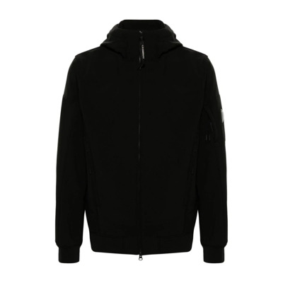 Zwarte Lens Detail Hooded Jas C.p. Company , Black , Heren