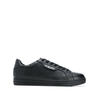 Zwarte Leren Lage Sneakers Michael Kors , Black , Heren