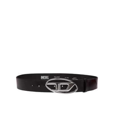 Zwarte Leren Riem Diesel , Black , Dames