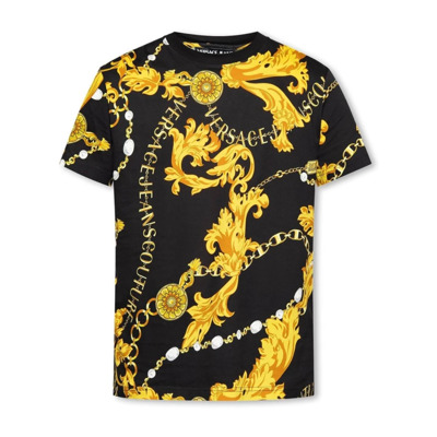 Zwarte T-shirt en Polo Collectie Versace Jeans Couture , Black , Heren