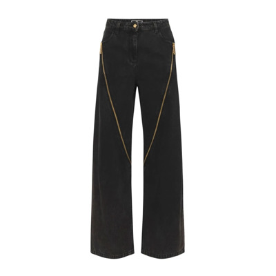 Zwarte Wijde Pijp Rits Voor Jeans Elisabetta Franchi , Black , Dames