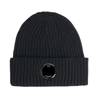 Zwarte Wol Bonnet Hoed C.p. Company , Black , Heren