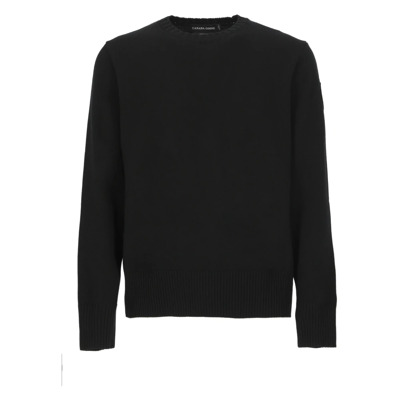 Zwarte Wol Crew Neck Sweater Canada Goose , Black , Heren