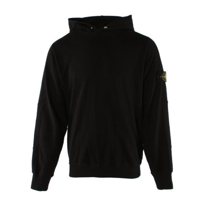 Zwarte hoodie met iconisch logo Stone Island , Black , Heren