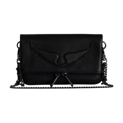 Zwarte leren handtas met dubbele ketting Zadig & Voltaire , Black , Dames