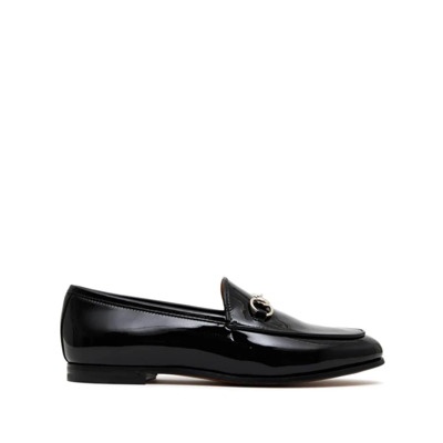 Zwarte platte schoenen met Horsebit-detail Gucci , Black , Dames