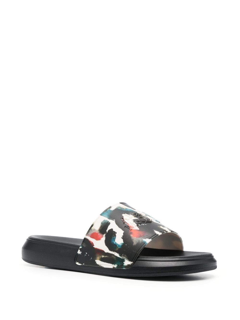 Alexander McQueen Badslippers met logoprint - Zwart