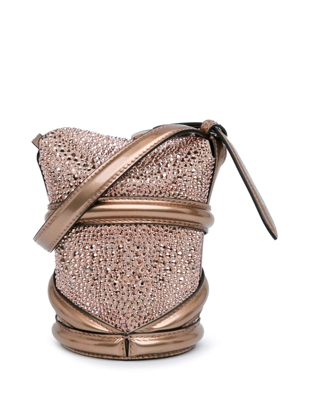 Alexander McQueen Pre-Owned 2021-2024 The Curve leren bucket-tas met kristallen - Bruin