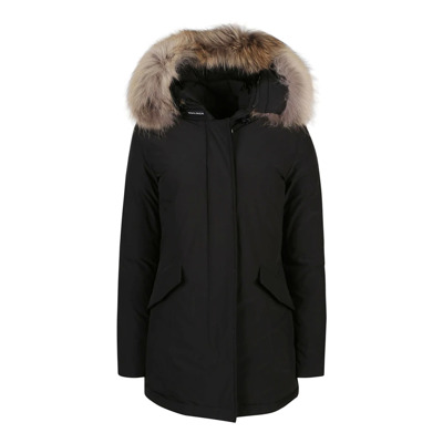 Arctische Wasbeer Bont Parka Woolrich , Black , Dames