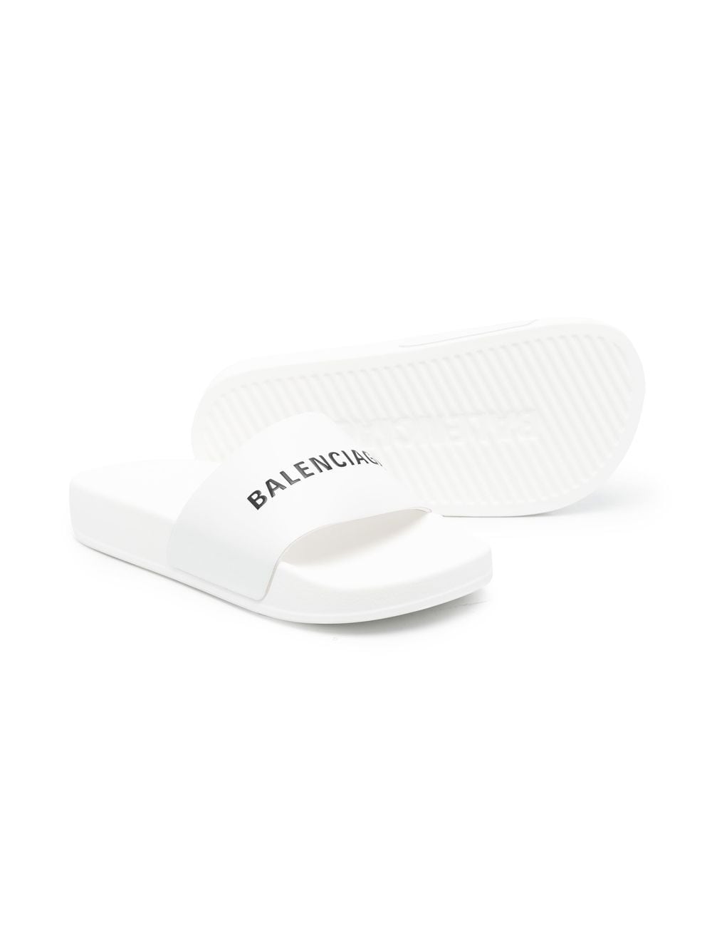 Balenciaga Kids Badslippers met logoprint - Wit