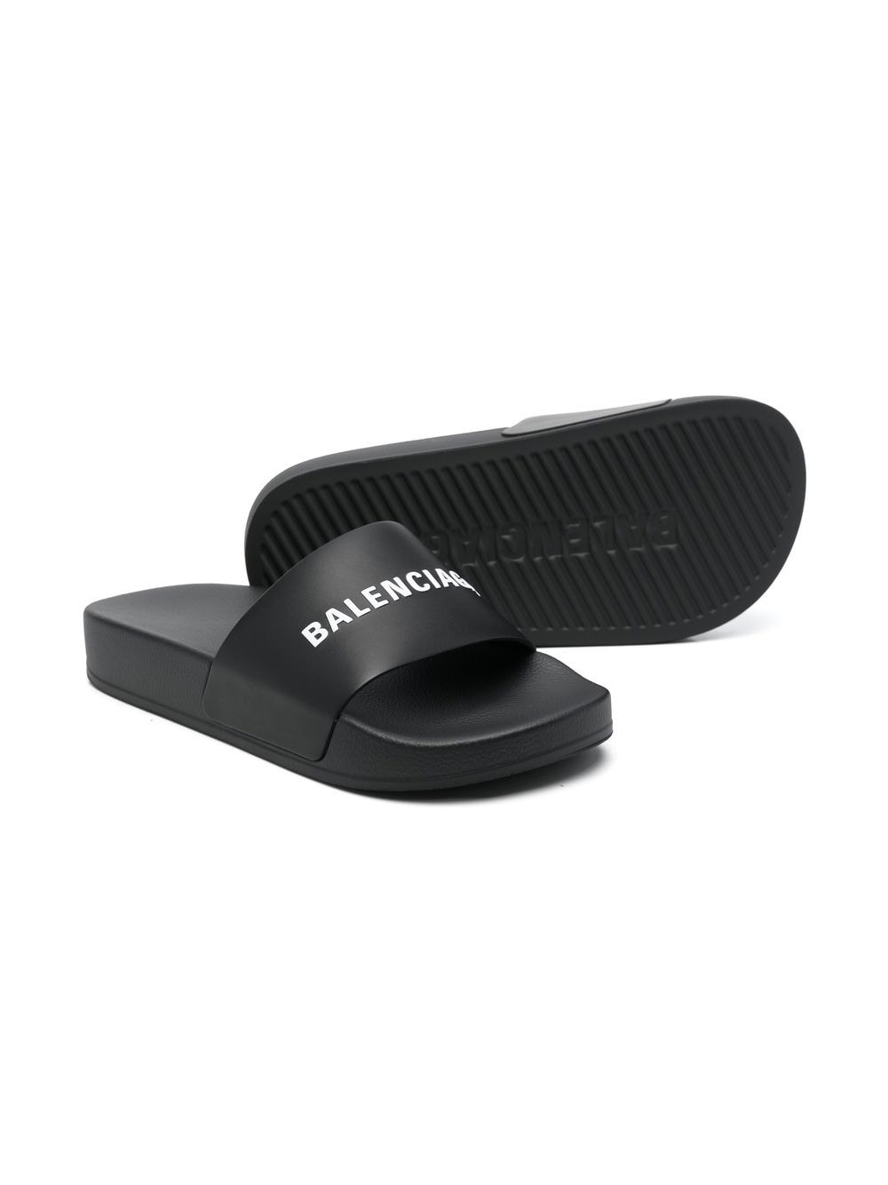 Balenciaga Kids Badslippers met logoprint - Zwart