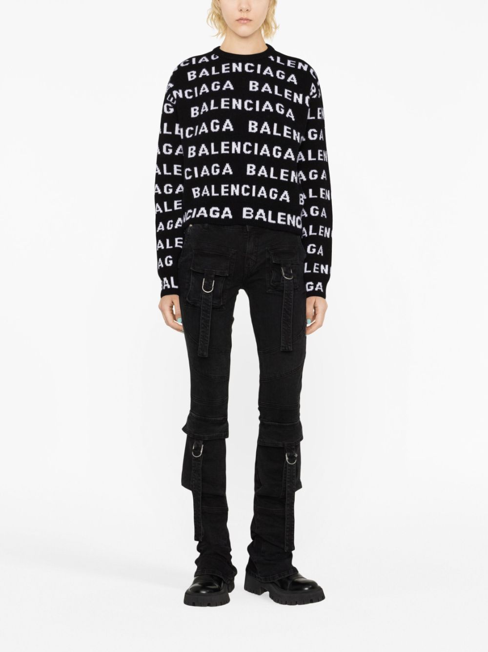 Balenciaga Trui met intarsia logo - Zwart