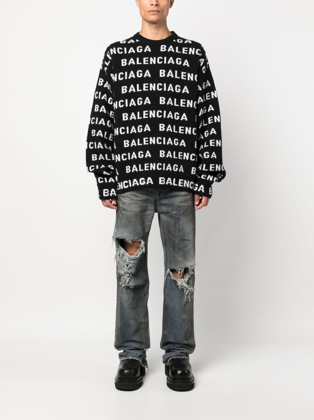 Balenciaga Trui met intarsia logo - Zwart