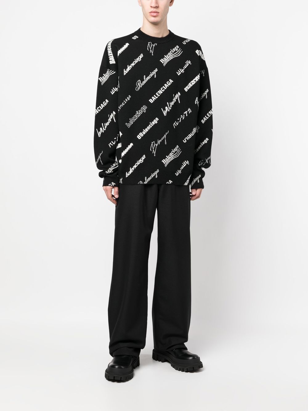 Balenciaga Trui met logoprint - Zwart