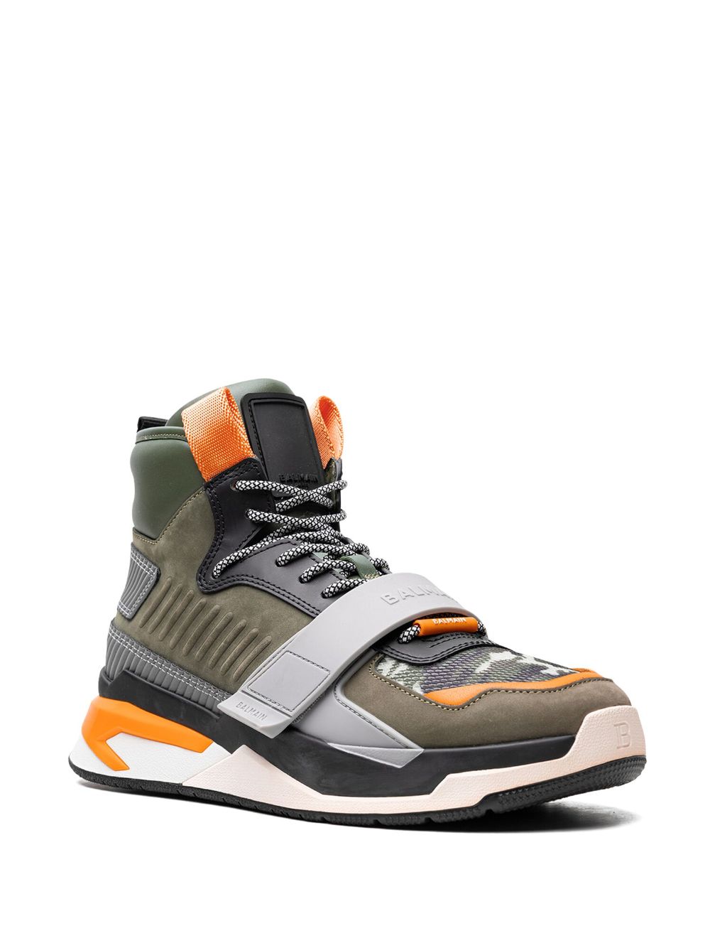 Balmain B-Ball Panelled "Green/Orange" sneakers - Groen