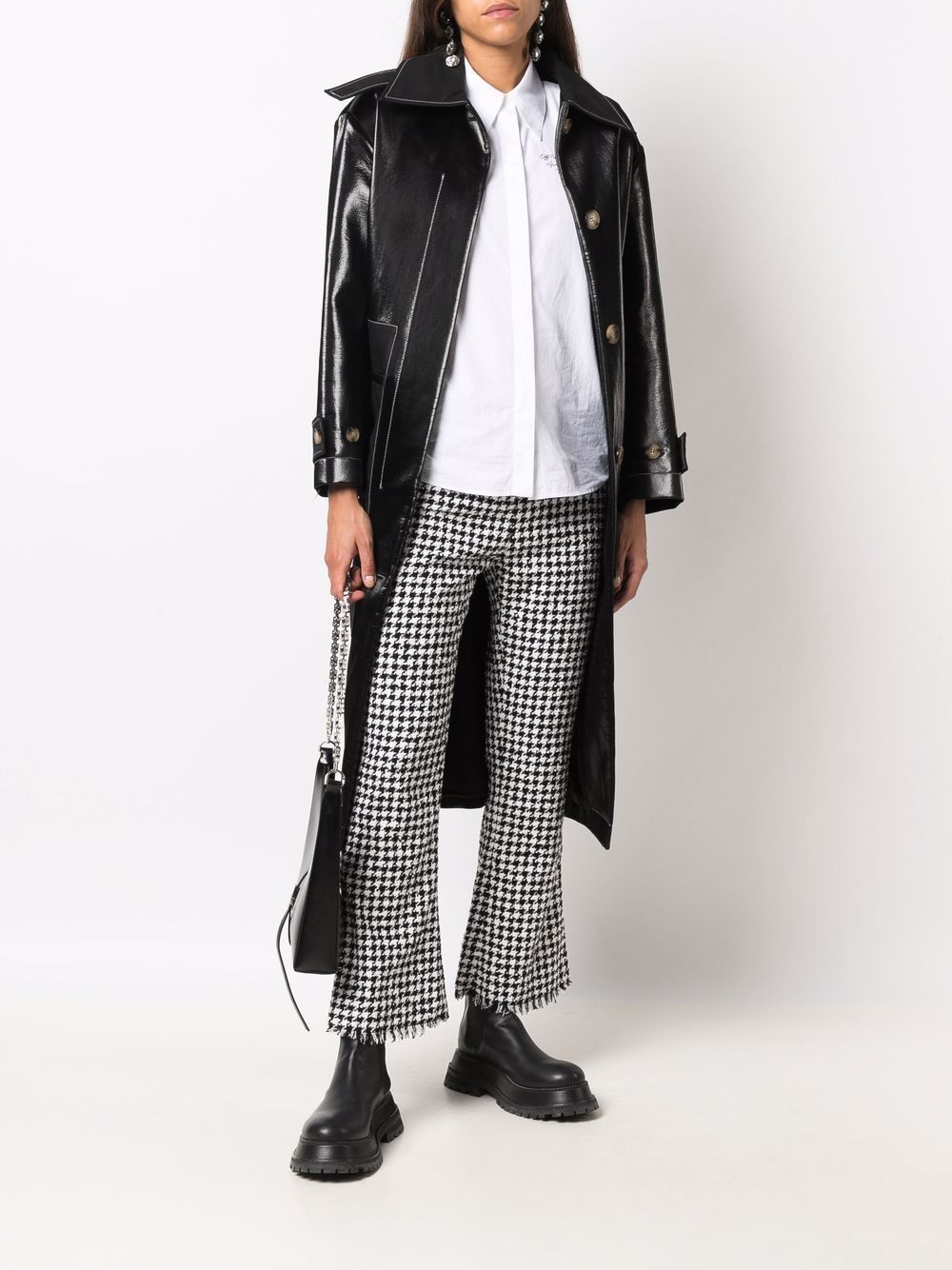 Balmain Broek met pied-de-poule print - Zwart