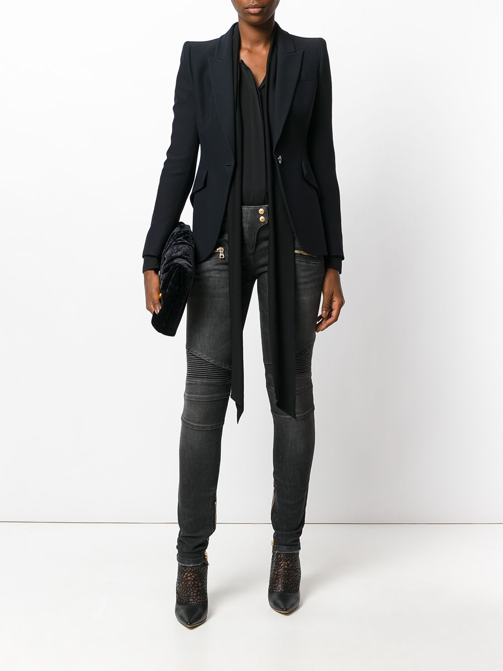 Balmain skinny biker jeans - Zwart