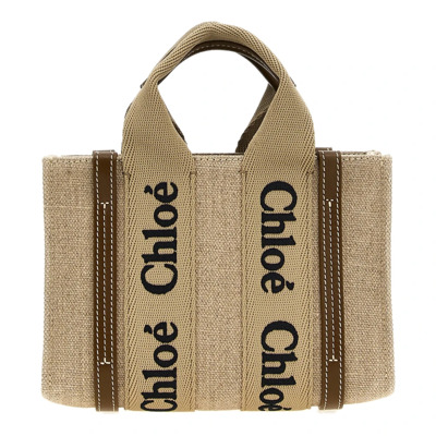 Beige Linnen Mini Tote Tas Chloé , Beige , Dames