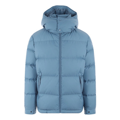 Blauwe Gewatteerde Jas met Letterprint Moncler , Blue , Heren