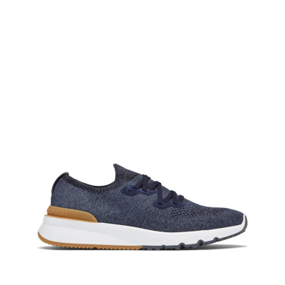 Blauwe Katoenen Mesh Sneakers Lichtgewicht Brunello Cucinelli , Blue , Heren