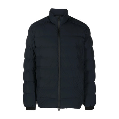 Blauwe Logo-Patch Gewatteerde Jas Woolrich , Blue , Heren