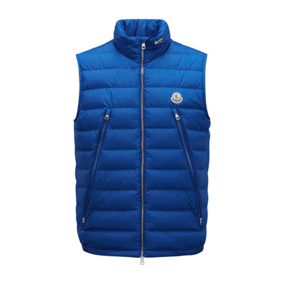 Blauwe Mouwloze Albyt Puffer Vest Moncler , Blue , Heren