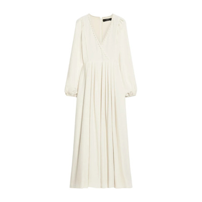 Boho-stijl maxi-jurk met V-hals Max Mara Weekend , Beige , Dames