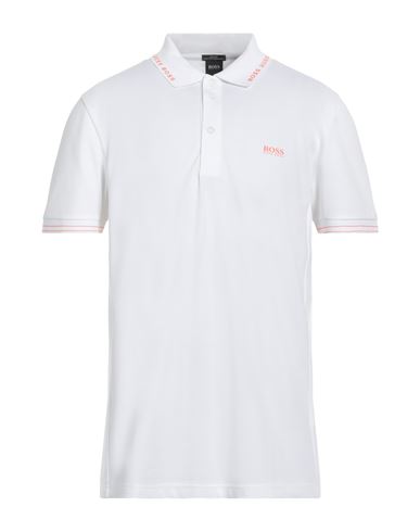 Boss Hugo Boss Man Polo shirt White Size XL Cotton, Recycled polyester, Elastane