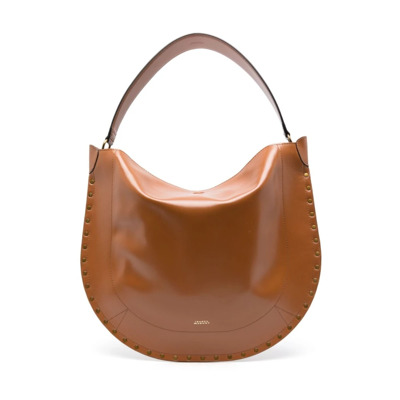 Bruine Kalfsleren Tas met Stud Detailing Isabel Marant Étoile , Brown , Dames