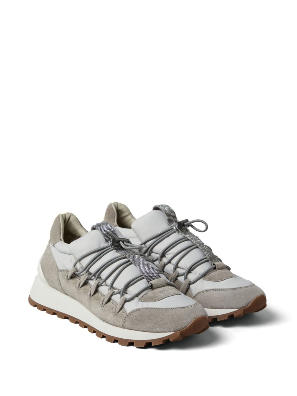 Brunello Cucinelli Leren sneakers met vlakken - Grijs