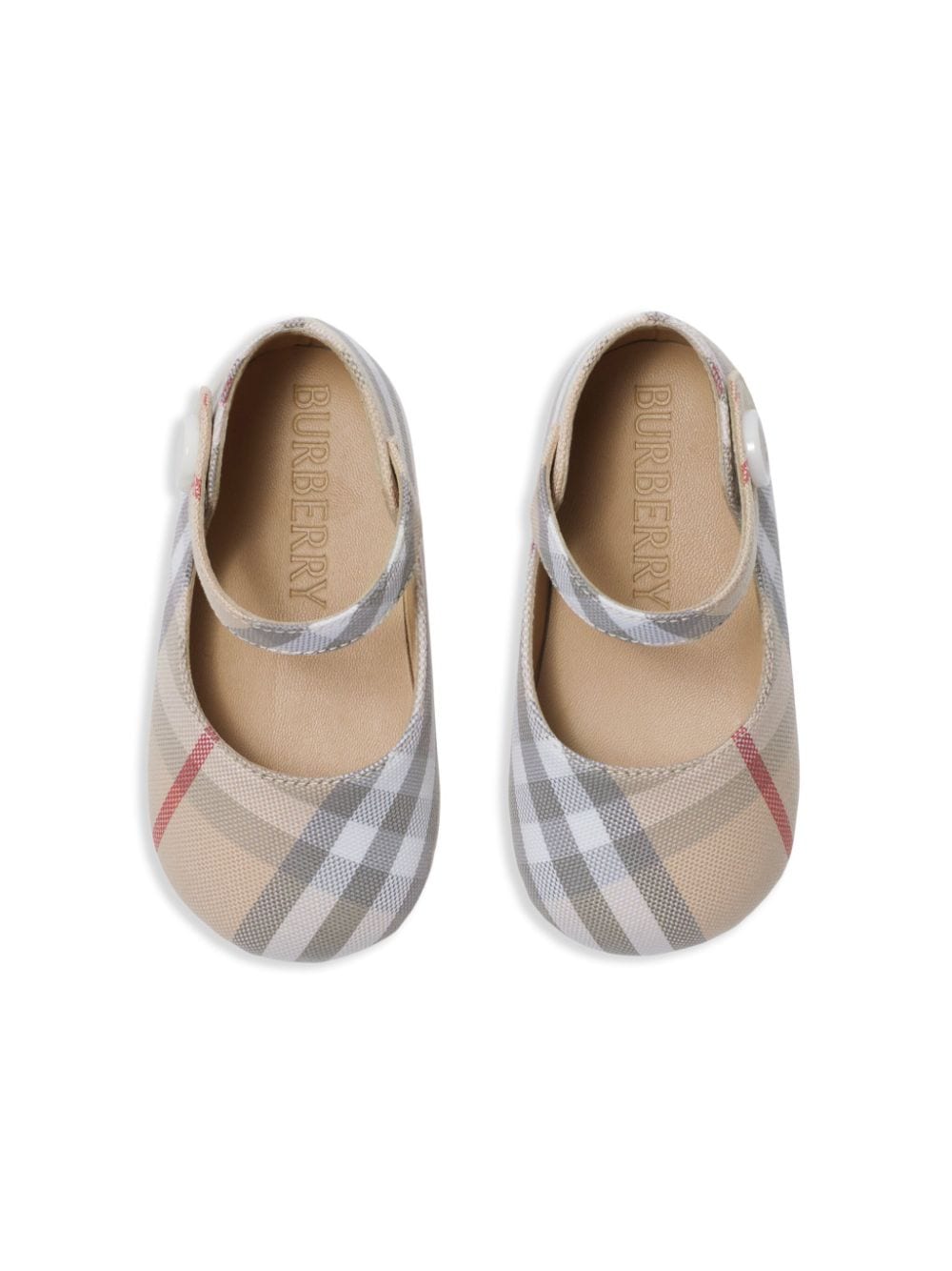 Burberry Kids Mary Jane geruite schoenen - Beige